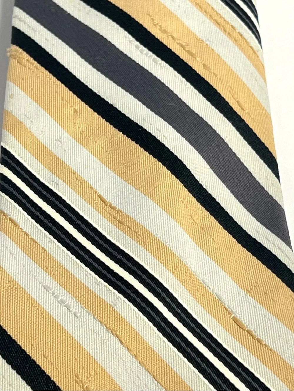 Vintage Velducci Stripped Necktie Beige Gray Black Polyester Men’s Tie